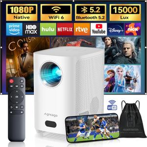 15000Lumens Portable Mini Electric Focus Projector 1080P Native Projector With WiFi and Bluetooth