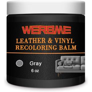 WERBME Leather Recoloring Balm - Leather & Vinyl Repair Balm for Furniture, Couches,Car Seats, Auto Interior & Accessories, Restores Faded, Worn, Scratched and Cracked Leather Surfaces (Gray)
