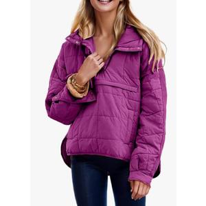 Women's Oversized Puffer Jacket, Quilted puffer jacket, Lightweight Down Hoodies, Winter Warm Padded Coat for Women, M, Purple