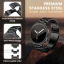Stainless Steel Band and Case Compatible with Samsung Galaxy Watch 8 Band 44mm 40mm, Business Metal Chain Link Bracelet Strap with Hard PC Cover for Samsung Watch 8 40mm 44mm Men Women