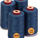 New brothread - 30 Options - 4 Large Cones of 5500Y (5000M) Each All Purpose Spun Polyester Thread 40S/2 (Tex27) for Serger, Overlock, Quilting, Piecing and Sewing - Blue Moon