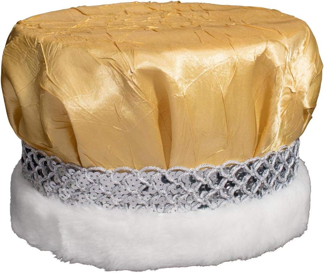 Anderson's Crushed Satin Crown, Silver Sequin Band and Faux Fur, King Crown For Prom, Homecoming, School Dance, Pageant (Gold)