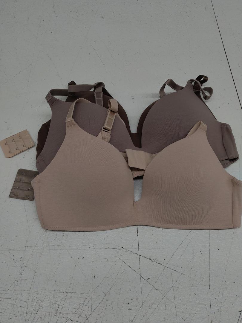 Eleplus 3 Pieces Lightly Lined Wireless Bras for Women Comfy Plunge T Shirt Bra Pack (Mixcolor1,32C)
