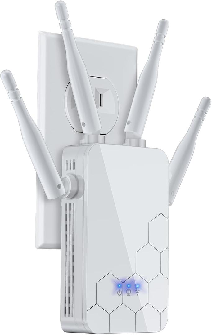 WiFi Extender Internet Booster, 10000 Sq.ft Long Range Repeater Wireless Routers Amplifier, Support More Network Devices at Home, Mesh Wi-Fi 80% Faster, Broader Than Ever, 1 Tap Setup