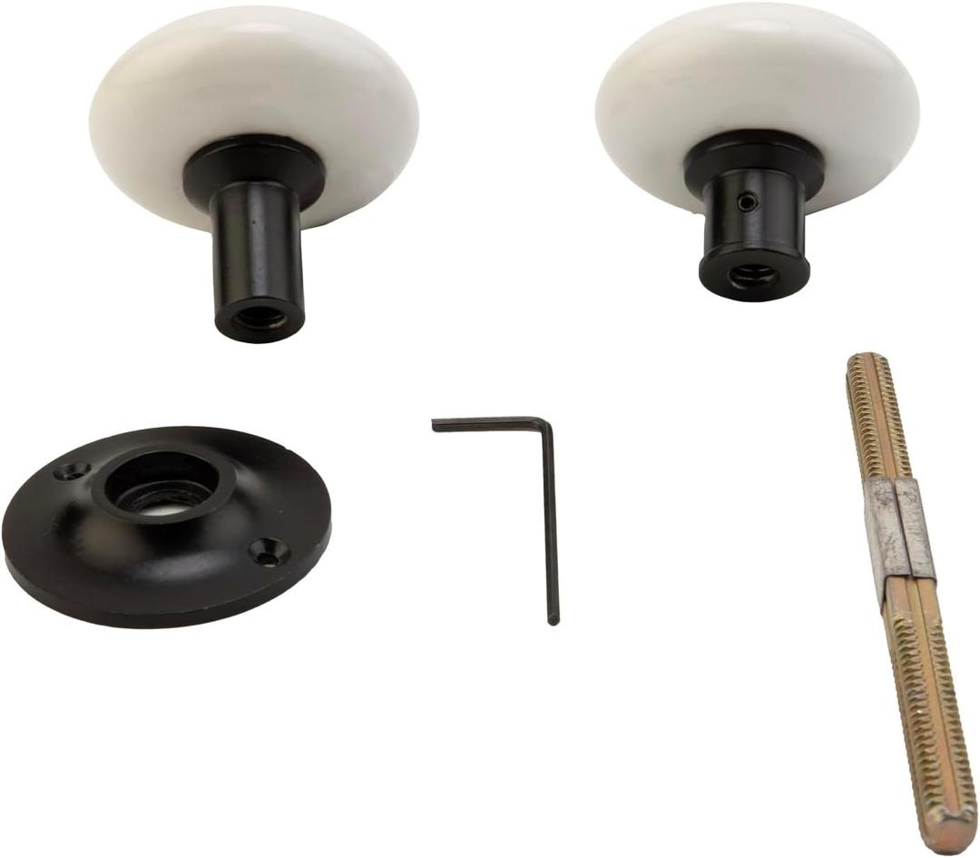 White Porcelain Knob Set for Rim Lock – Vintage Charm for Doors, Durable Iron Build, Perfect Fit for Restoration, Comfortable Grip, Ideal for Bedrooms & Closets