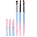 JASSINS Nail Art Clean Up Brushes, 3 Pcs Flat/Oval/Fine Angled Gel Nail Brushes,For Nail Art Design Painting DIY and Cleaning Polish Mistake on the Cuticles (Color)