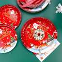 Christmas Paper Plates and Napkins Set, Christmas Plates Cups Napkins Forks Tablewares Party Supplies Serve 24