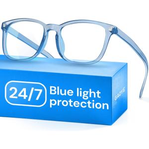 Gaoye Blue Light Glasses for Computer & Gaming - Anti UV Ray Lenses, Scratch-Resistant & Comfort Fit (Medium, *Transparent Dark Blue)