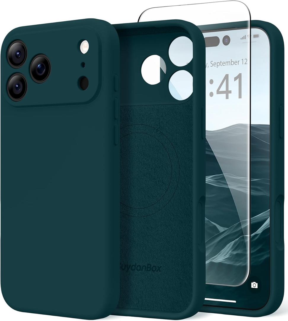 Magnetic for iPhone 17 Pro Max Case, Compatible with MagSafe, [Full Camera Protection][Screen Protector] Silicone Shockproof Protective Phone Case for iPhone 17 Pro Max 6.9", Deep Blue