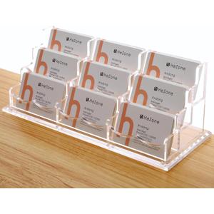 Business Card Holder for Desk, Multiple Cards Display Stand Rack for Women and Men, Clear Acrylic Card Organizer 9 Slot 3 Tiers