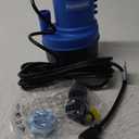 1/5HP Small Sump Pump Submersible Water Draining Pump for Pool Cover, Ponds With 16.4 Ft Power Cord and Hose Adapters