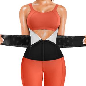 SCARBORO Waist Trainer for Women Belly Fat Sauna Sweat Waist Trimmer Corset for Stomach Wrap Workout Belt Shaper Band Zipper (M)