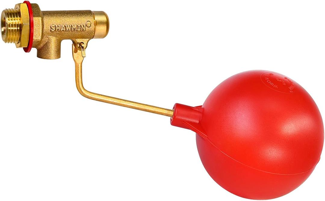 3/8" Water Float Valve for Pool Heavy Duty Brass Auto-Fill Valve, Compact Design with 3" Large Float for Reliable Shut-Off, 125 PSI Water Level Controller