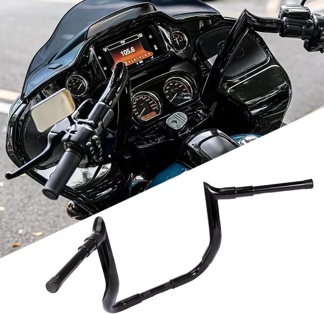 10" Ape Hangers Handlebars 1  Meathook Bagger Bar Compatible With 1986-2023 Harley Touring Street Glide Electra Glide Models with Bating FairingGloss Black
