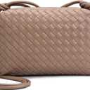 hedexe Woven Crossbody Bag for Women: Handmade Vegan Leather Purse - Quiet Luxury Minimalist for Casual Travel Daily, A1 Medium Khaki