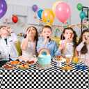 Oigco 4 Pack Racing Car Tablecloth - Race Car Birthday Party Decorations Racetrack Rectangular Tablecloth - Checkered Table Cover for Two Fast Birthday Decor, 54 x 108 Inch