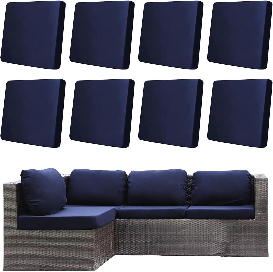 8Pcs Outdoor Cushion Covers, Elastic Patio Cushion Covers Washable, Stretch, Replacement Cushion Covers For Outdoor Furniture, Patio Furniture Slipcover Protector 18x16.5x18x2