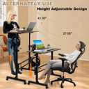 Standing Desk Adjustable Height, Rolling Walking Pad Desk, Small Mobile Table with Wheels, Portable Stand Up Table for Standing or Sitting, Size 31.5x15.7 Inch White