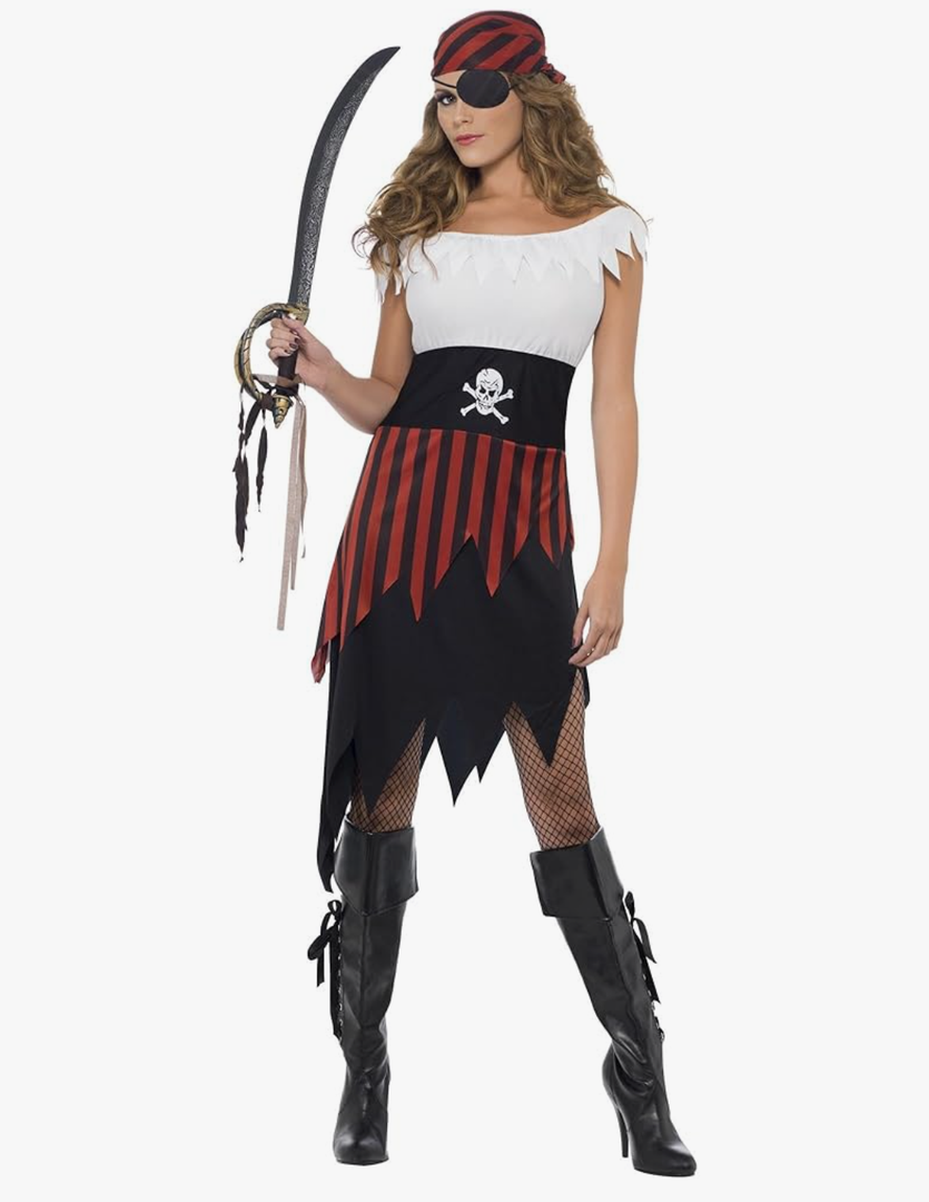 Smiffy's Women's Pirate Wench Costume with Dress and Headpiece, XL