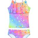 Girls Swimsuit Size 2t 3t Multicolor Stars 2 Piece Tankini Bathing Suit Ruffle Bikini Swimwear Sets