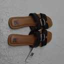 SM New York Flat Black Sandals, Size: 11