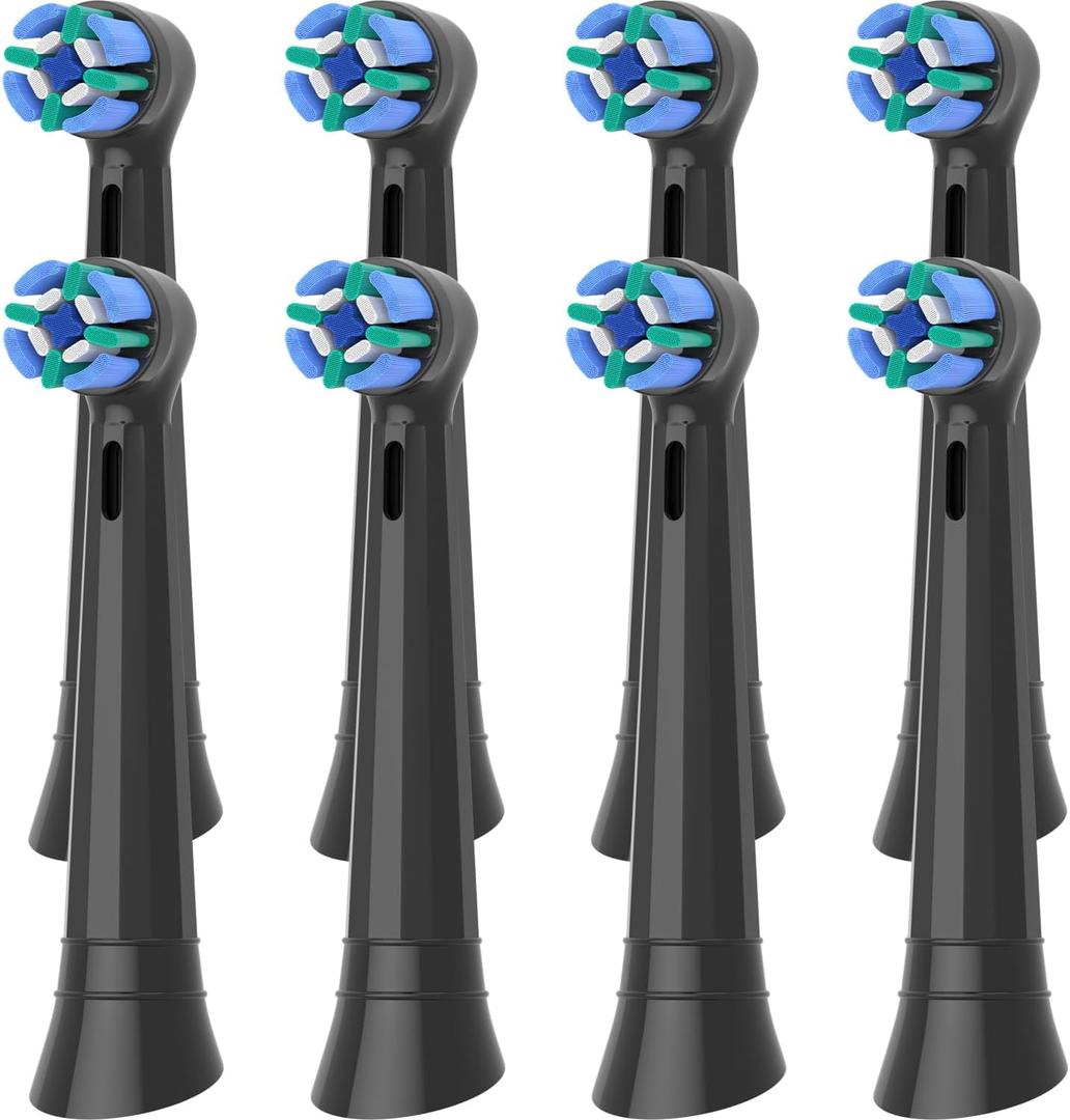 Replacement Heads Compatible with Oral B iO Electric Toothbrush, Soft Toothbrush Heads Fit for Oral-B iO 2/3/4/5/6/7/8/9/10 Series with Covers, White+Black 8pcs