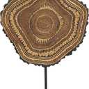 Deco 79 Resin Tribal Decorative Sculpture Abstract Carved Home Decor Statue with Black Stand and Wavy Edge, Accent Figurine 11" x 3" x 17", Brown