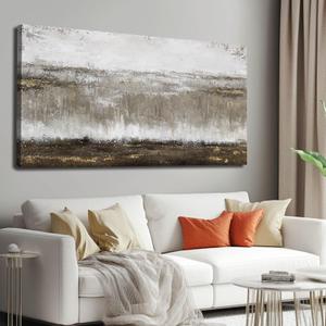 Black And Grey Abstract Wall Art,Textured Wall Decor Pictures,24x48 In