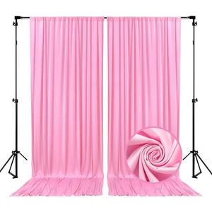 10 x 7 Feet Pink Backdrop Curtain for Partie, Background Curtains for Photoshoot, Birthday, Wedding, Halloween, Thanksgiving, Christmas, New Year Party Decorations 5Ft x 7Ft, 2 Panels