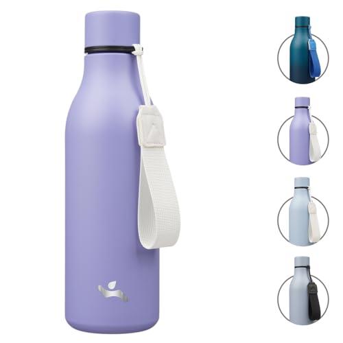 Insulated Water Bottle with Strap,18 oz Double Wall Stainless Steel Vacuum Bottles Metal Water Flask,Wisteria
