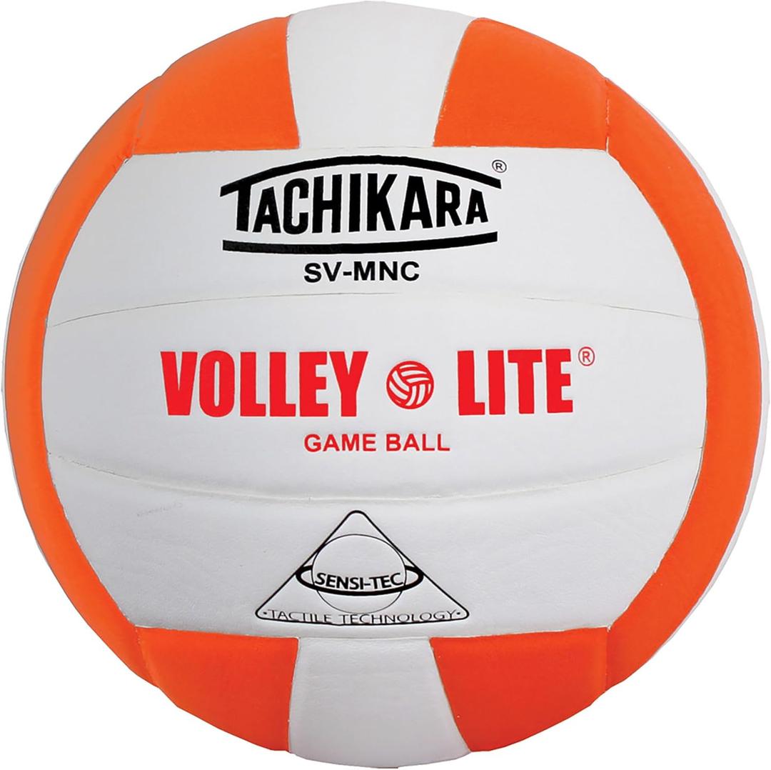 Tachikara SVMNC Volley-Lite Youth Volleyball – Lightweight Official Size Ball for Kids Ages 12 & Under, Orange/ White