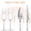 Boao 4 Pieces Wedding Toasting Flutes and Cake Server Set Wedding Reception Supplies Champagne Glasses Cake Knife Pie Server (Clear,Classic)
