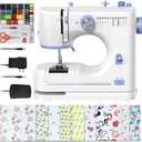 Stoigeld Sewing Machine for Beginners with 20Pcs Fabric & 32Pcs Sewing Threads Kit,Portable Sewing Machine with 12 Built-in Stitches & 2 Speed(High-Low Speeds) - White&Blue