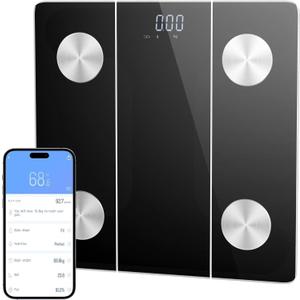 Elevon Digital Bathroom Scale for Body Weight, Precision Weighing Scale with LCD Display, and Durable Tempered Glass  Bathroom & Body Weight Scale for Home Use (Black)