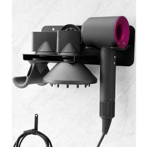 Hair Dryer Holder Wall Mount for Dyson Supersonic Airwrap Hair Dryer, Metal Blow Dryer Stand Attachments Storage for Bathroom and Salon, Black
