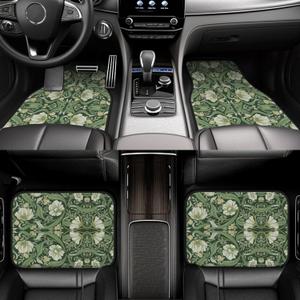 William Morris Floral Car Floor Mats-Double Layer Thick Fabric Front Car Mats with Non-Slip Rubber BackingStylish & Durable Automotive Floor Liners for SUV/SedanEasy Clean, Decor Fits Most Vehicles (Morris Green Flower)
