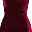 Women Strapless Velvet Bodysuit Back Lace Up Jumpsuit,Sexy Bodysuit Top Playboy Bunny Halloween Costume (Large, Burgundy)