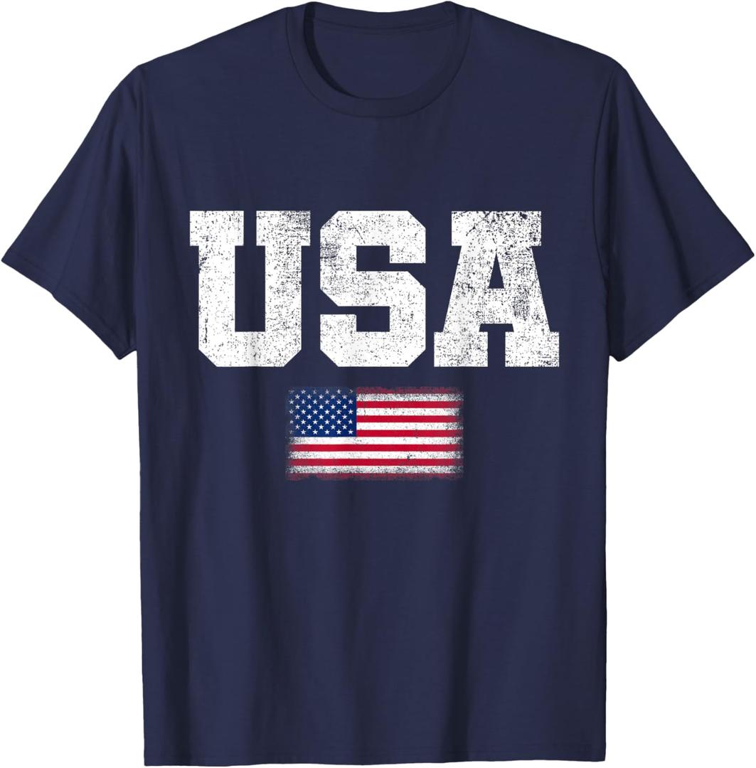 USA Men Women Patriotic American US Flag July 4th T-Shirt, 2XL