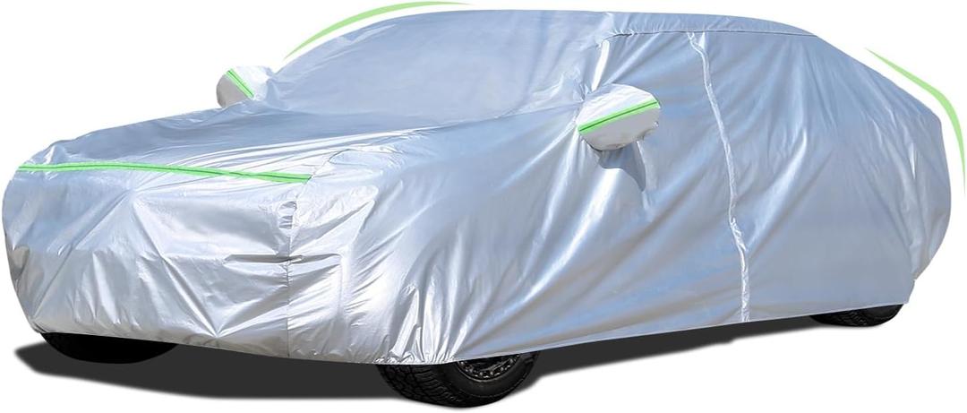 Sedan Car Cover (178-185 inches) - Universal Fit, Waterproof, Dupont Oxford, All Weather, Hail Protector, Sun Protection, Door Zipper