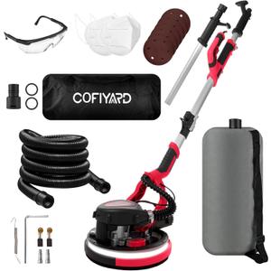 Drywall Sander,1250W Electric Drywall Sander with Vacuum Dust Collector,7 Variable Speed LED Light 900-1800RPM Ceiling Sander,Foldable & Extendable Handle Ceiling Popcorn Removal Tool