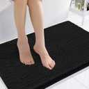 Smiry Luxury Chenille Bathroom Rugs 36x24, Extra Soft and Absorbent Shaggy Bath Mat, Machine Washable, Non-Slip Plush Carpet Runner for Tub, Shower, and Floor, Home Decor Accessories, Black