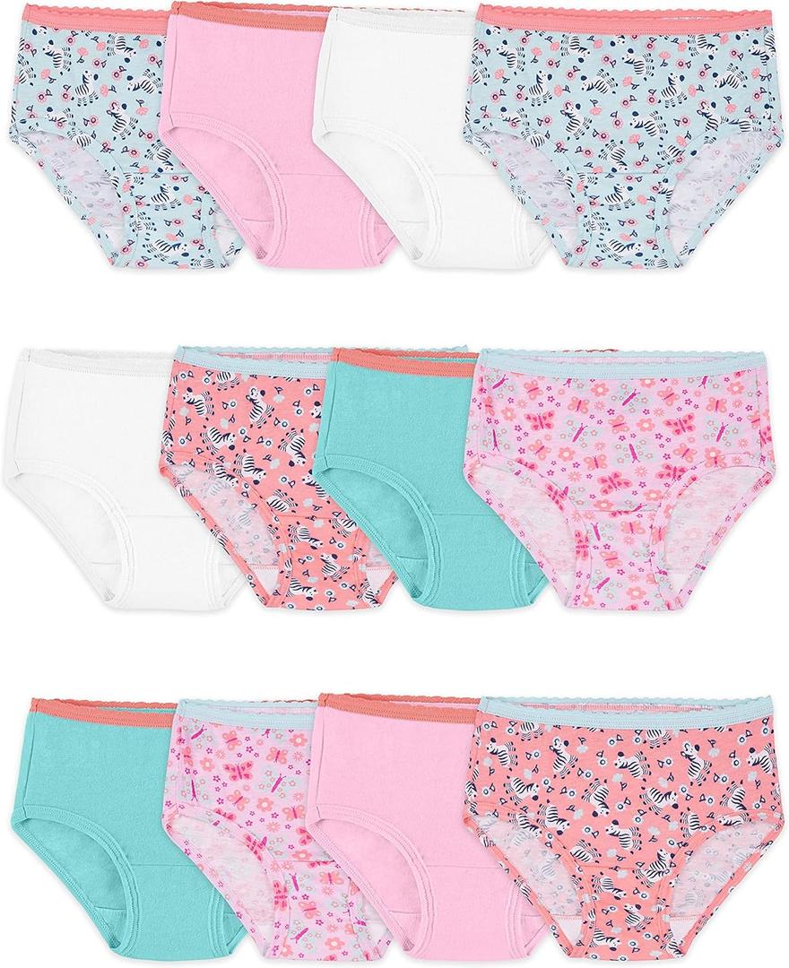 Fruit of the Loom Toddler Girls' Toddler Girls' Tag-free Cotton Underwear (2-3T, Brief - 12 Pack - Assorted Colors)
