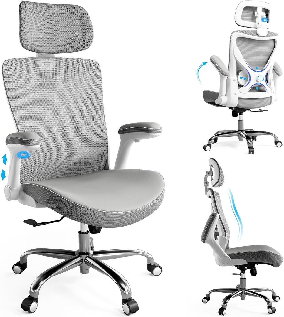 Ergonomic Office Chair:Home Office Desk Chairs with Headrest Lumbar Support, 24.8" W x 25.98" D x 47.24" H