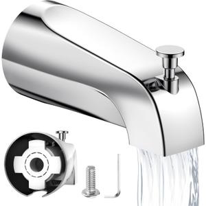 Tub Spout with Diverter Slip-Fit Bathtub Faucet Spout Replacement, 1/2 Copper Pipe Connection, Easy to Install, Universal for Bathroom Shower (Chrome)