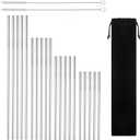 Reusable Stainless Steel Drinking Straws, 20 Pcs 4 Size - 6.3'' 7.1'' 8.5'' 10.5'', Long Short Smoothie Drinking Straight Straws With 2 Brushes and Carry bag, Fit for 20/30 oz Tumblers