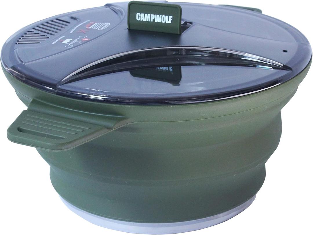 2.5L Collapsible Camping Cook Pot,Portable Cookware for Outdoor Hiking (Dark Green)