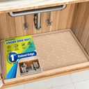 SIKADEER Thicken Under Sink Mat 28" x 19", Waterproof Food-Grade Silicone Tray, 1-Inch High Edge for Bathroom and Kitchen Cabinets, Easy to Clean, Flexible Shelf Liner Drip Tray (Beige)