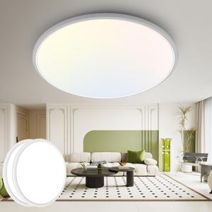 hepside 15.8INCH 2Pack Big Dimmable Flush Mount Ceiling Light Fixture White, 3CCT 3000/4500/6000K Ceiling Lamp, 36W 4200LM Super Bright Low Profile Light for Bedroom, Kitchen, Bathroom, Hallway, White 