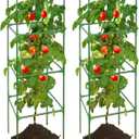 ZeeDix 2 Pack Heavy Duty Tomato Cages for Garden 60 Inches, Square Adjustable Tomato Trellis Cage Climbing Plant Support Trellis Plant Cages for Climbing Vegetables Flowers with 20Pcs Clips