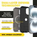 OtterBox iPhone 16 (Only) Commuter Series Case Built-in MagSafe Thin, Dual-Layer, Pocket-Friendly, Port Cover Pompeii Grey (Grey/Black)